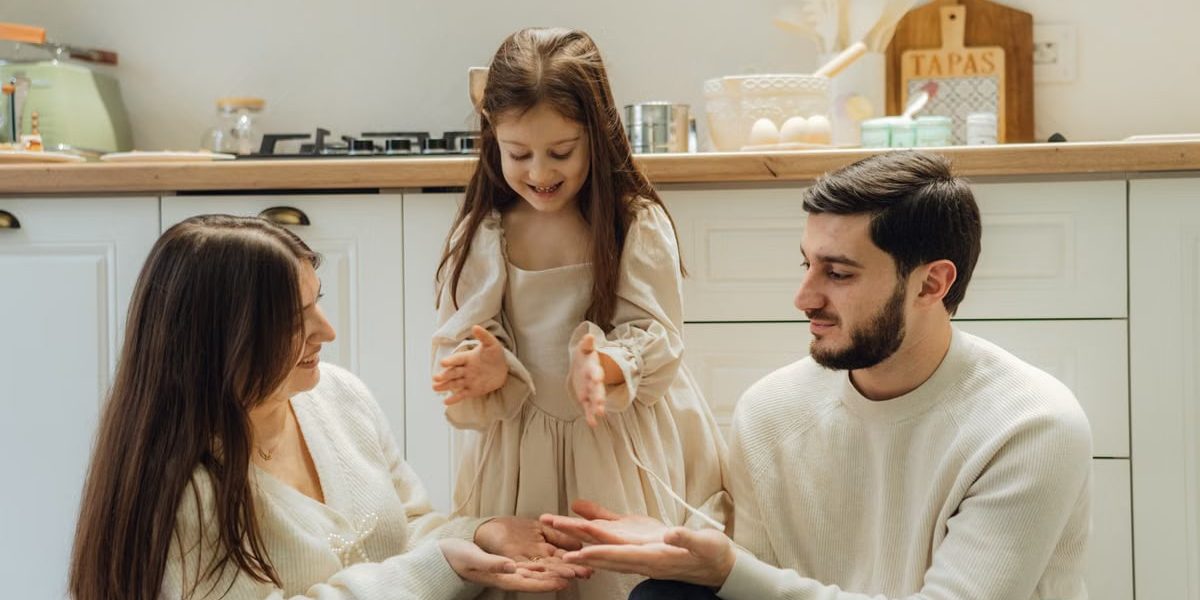 A cheerful family enjoying baking time in their cozy kitchen, fostering love and togetherness.